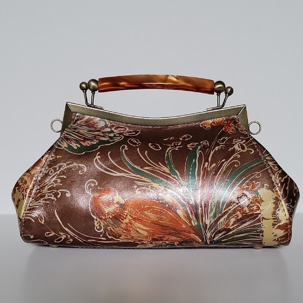 Patricia Nash Kelmscott Frame Bag In Italian Pheasant / Bronze